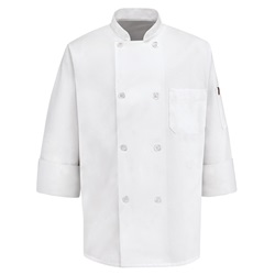 Chef Designs Eight Pearl Button Chef Coat with Thermometer Pocket on Left Sleeve White 0413WH