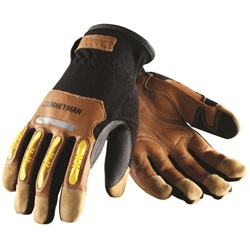 Maximum Safety Journeyman Professional Workmans Gloves, Brown Goatskin Reinforced Palm and Back 120-4200