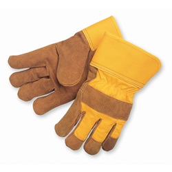Memphis Gloves Brown-Yellow Leather Palm, Piled Lined 1685L