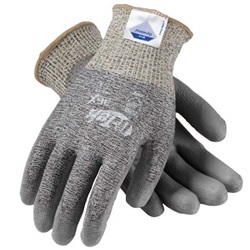 G-Tek 3GX, 13 Gauge Dyneema Seamless Knit Liner Glove with Polyurethane Coated Palm Grey and Black 19-D320