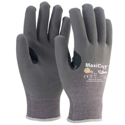 G-Tek MaxiCut 5 Grey Dyneema Gloves with Nitrile Coated Palm and Knuckles 19-D475