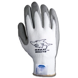 Great White Dyneema Cut Resistant Gloves White Gloves with Grey Polyurethane Coating 19-D622