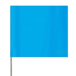 Presco Plain Wire Staff Marking Flags - 2x3 - Blue Glo- 18 inch Staff - 100 Bundle 2318BG-100
