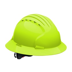 JSP Evolution 6161 Deluxe Full Brim Hard Hat - Wheel Ratchet Suspension - Hi-Viz Lime 280-EV6161-LY