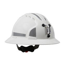 JSP Evolution 6161MCR2 Deluxe Full Brim Reflective Mining Hard Hat - Wheel Ratchet Suspension - White 280-EV6161MCR2-10