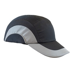 JSP HardCap A1+ Bump Cap, Sporty Baseball Cap Styling, Reflective Piping - Black with Grey 282-ABR170-12