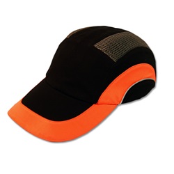 JSP HardCap A1+ Bump Cap, Sporty Baseball Cap Styling, Reflective Piping, Black with Hi-Vis Orange 282-ABR170-18