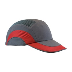 JSP ABR170 HardCap A1+ Baseball Bump Cap - Standard Brim - Gray/Red 282-ABR170-62