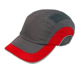 JSP HardCap A1+ Bump Cap, Sporty Baseball Cap Styling, Reflective Piping - Grey with Red 282-ABR170-62