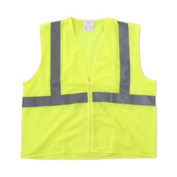 ANSI Class 2 Economy Mesh Safety Vest with Zipper Closure - Lime Yellow 302-MVGZLY