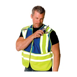 ANSI 207-2006 Class 2 Blue Public Safety Vest, No Logo, Breakaway Zipper front 302-PSV-BLU-NL
