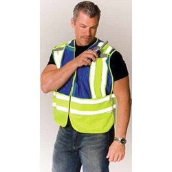 ANSI 207-2006 Class 2 Blue Public Safety Vest, No Logo, Breakaway Zipper front 302-PSV-BLU-NL