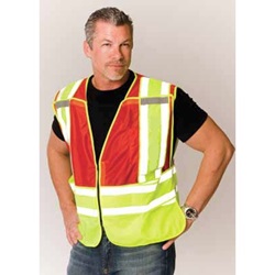 ANSI 207-2006 Class 2 Public Safety Vest, Hi-Vis Yellow/Red 302-PSV-RED-NL