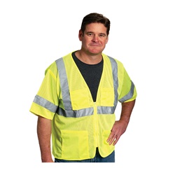 ANSI Class 3 Mesh Safety Vest with Zipper Closure, Pockets Hi-Vis Yellow 303-MVGZ4PLY