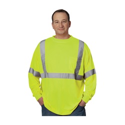 ANSI Class 3 Long Sleeve T-Shirt Lightweight Wicking Polyester Hi-Vis Yellow 313-1300-LY