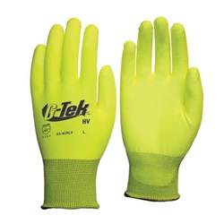 G-tek HV Urethane Coated Palm and Fingers Hi-Vis Yellow Coating 33-425LY