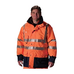 ANSI Class 3 7-in-1 All Conditions Coat with Inner Jacket and Vest Combination Hi-Vis Orange/Black 343-1756-OR