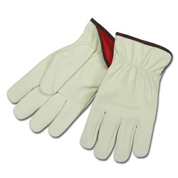 MCR Safety Synthetic Leather with Red Fleece Lining, Keystone Thumb Driver Glove- Beige 3750