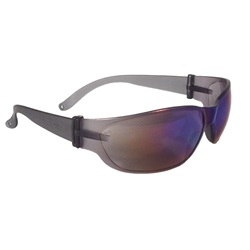 Radians Bobcat Safety Glasses - Smoke Temples - Blue Mirror Lens 380-B