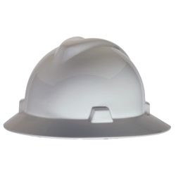 MSA Full Brim Hard Hat with Ratchet Suspension- White 475369MSA