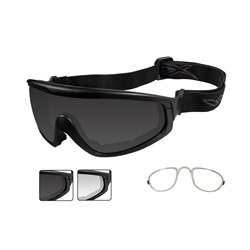 Wiley X CQC Glasses/Goggles w/ RX Insert - Matte Black Frame - Grey & Clear Lenses 491RX