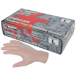 Memphis 5020 Sensaguard Disposable Vinyl Industrial Grade Gloves - Powdered - Clear - 5 Mil 5020