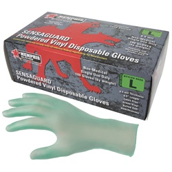 Memphis 5025 Sensaguard Disposable Vinyl Industrial Grade Gloves - Powdered - Green - 6.5 Mil 5025