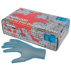 Memphis 5030 Sensaguard Disposable Vinyl Industrial Grade Gloves - Powdered - Blue - 3 Mil MEM-5030