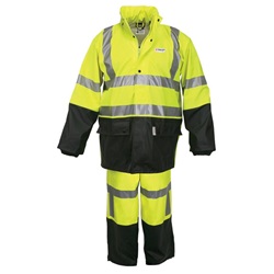 River City Luminator Class 3 Flame Resistant 2 Piece Rain Suit - Lime/Black 5182S