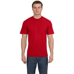 Hanes 5190 Beefy-T Cotton T-Shirt with Pocket 5190-Deep-Red