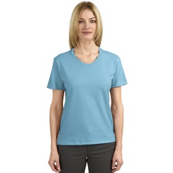 Hanes Ladies V-Neck T-Shirt in Aquatic Blue 5780-AquaticBlue