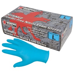 Memphis 6010 NitriMed Disposable Nitrile Medical Grade Gloves - Powder Free - Blue - 4 mil 6010