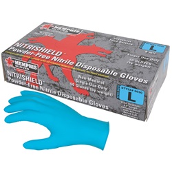 Memphis 6030 Nitrishield Disposable Nitrile Industrial Grade Gloves - Powder Free - Blue - 8 mil 6030