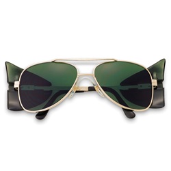 Crews Engineer Safety Glasses - Gold Frame - Green 3.0 Shade Lens 611130