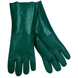 Memphis 6424 Double Dipped PVC Coated Gloves - Jersey Lined - Green - 14 inch 6424