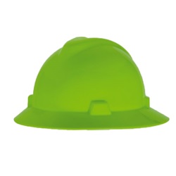 MSA Full Brim Hard Hat with Ratchet Suspension- Hi Viz Lime 815570MSA