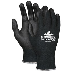 Memphis Black Kevlar Gloves - 13 Gauge Kevlar Shell - Nitrile Foam Coated Palm - Black 9178NF