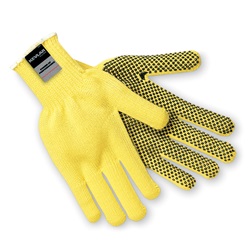 Memphis 9365 100% Kevlar Gloves - 7 Gauge - PVC Dots One Side - Cut Resistant - Yellow 9365