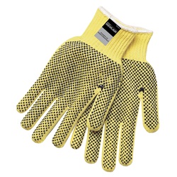 Memphis 9366 100% Kevlar Gloves - 7 Gauge - PVC Dots Both Sides - Cut Resistant - Yellow 9366