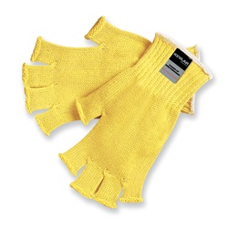 Memphis 9373 Fingerless 100% Kevlar Gloves - 7 Gauge - Cut Resistant- Yellow 9373