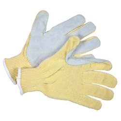 Memphis 9380 100% Kevlar Gloves - 7 Gauge - Leather Palm - Cut Resistant - Yellow 9380