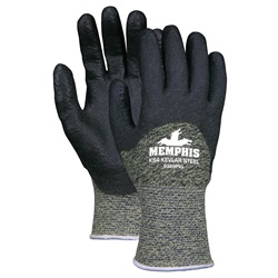 KS-4 Seamless Kevlar Stainless Steel Knit Gloves with PVC Dip Palm and Fingers 9389PV