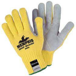 Memphis 9686 Grip Sharp Leather Palm Gloves - Kevlar Shell - Yellow 9686