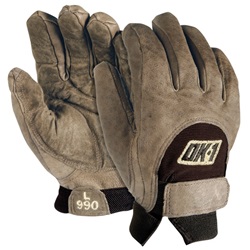 OK-1 Mens Anti-Vibration Work Gloves, Full Grain Premium Leather in Chocolate 990