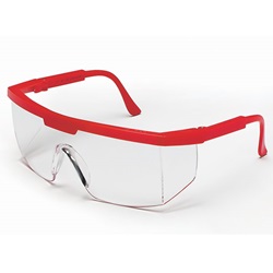 Crews Excalibur Safety Glasses - Red Frame - Clear Lens CREWS-99940