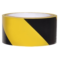 Presco Black/Yellow Striped Aisle Hazard Marking Tape - 18 Yards A2SYBK18-457