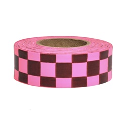 Presco Patterned Surveyors Roll Flagging - Checkerboard - Pink Glo/Black CKPGBK