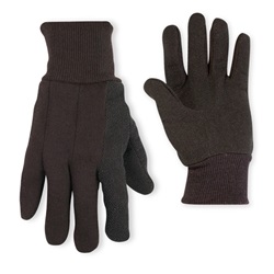 CLC Work Gloves - Brown Jersey Gloves with PVC Dots CLC2009