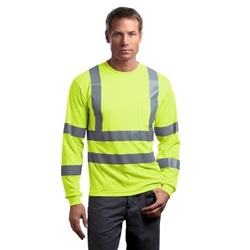 CornerStone ANSI Class 3 Long Sleeve Snag-Resistant Reflective T-Shirt in Safety Yellow CS409-SafetyYellow