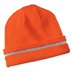 Cornerstone Safety Orange Beanie with 3M Reflective Stripe CS800-Orange